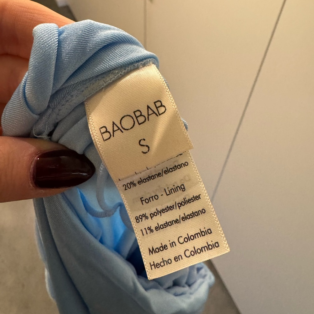 Baobab Collection One-Shoulder Sky Blue Knot Midi Dress - Picture 6 of 8